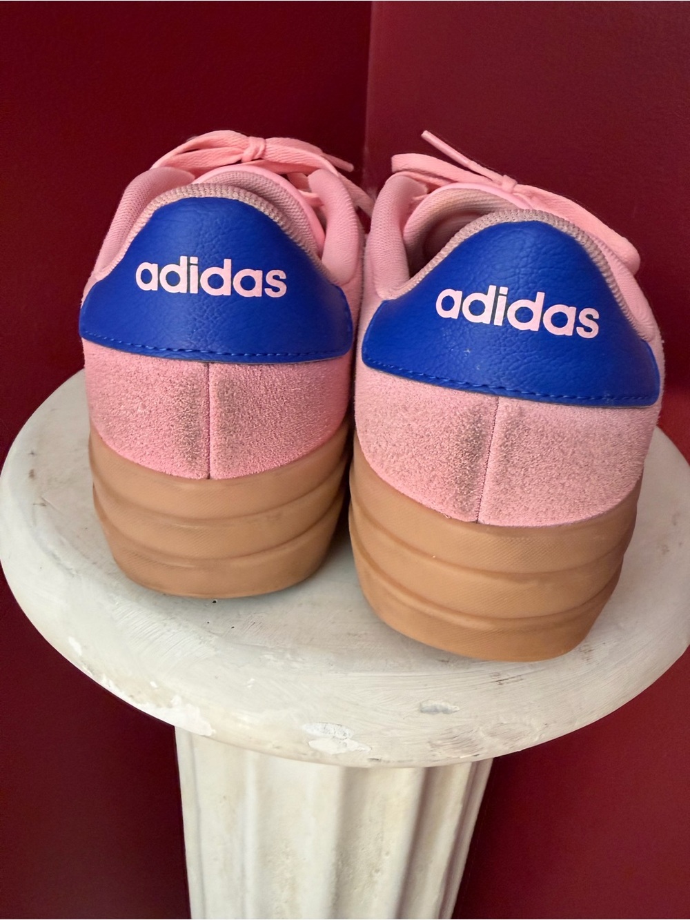 Adidas Pink & Neon Green Suede Platform Sneakers - Picture 4 of 8